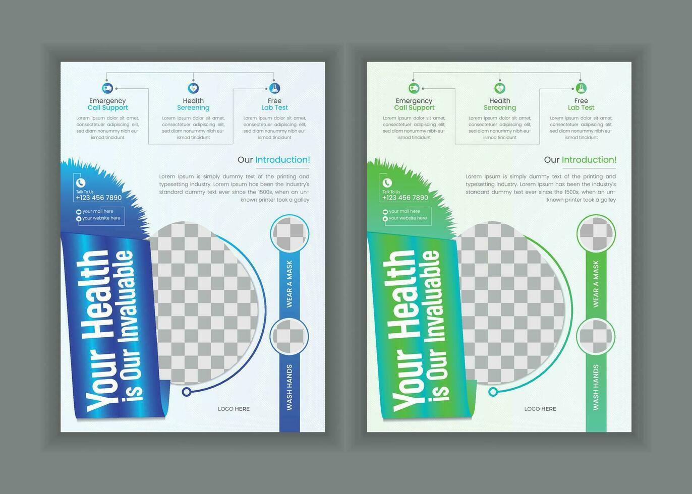 medizinisch Flyer Gesundheitswesen modern Flyer Design. kreativ und korporativ minimalistisch medizinisch Flyer Design drucken bereit kostenlos Vektor