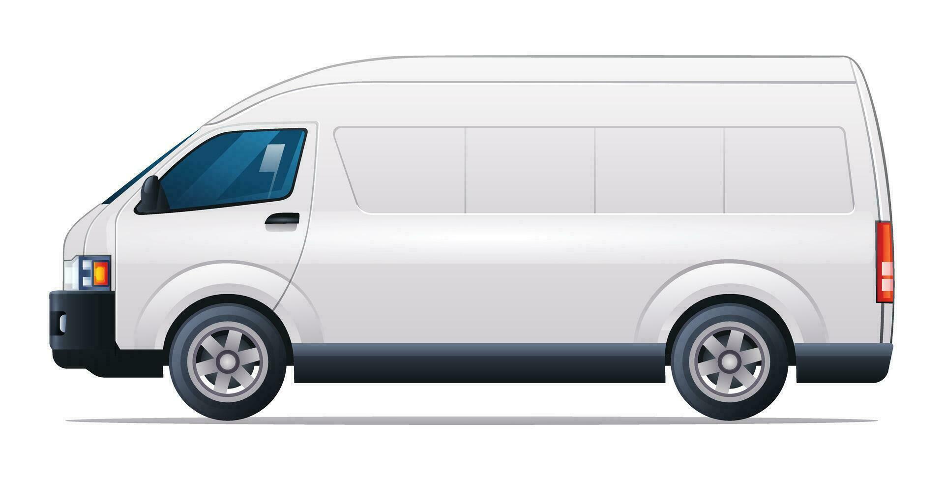 Kleinbus Vektor Illustration. Minivan Seite Aussicht isoliert auf Weiß Hintergrund