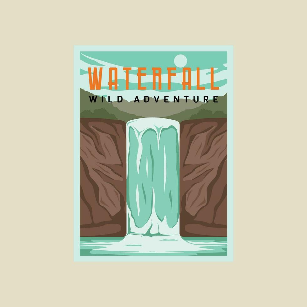 Wasserfall Vektor Poster Illustration Vorlage Grafik Design. erkunden Natur Konzept zum Banner und Zeichen Dekoration zum Reise und Tourismus Geschäft