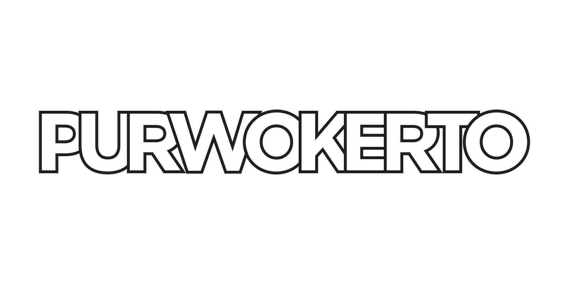 purwokerto im das Indonesien Emblem. das Design Eigenschaften ein geometrisch Stil, Vektor Illustration mit Fett gedruckt Typografie im ein modern Schriftart. das Grafik Slogan Beschriftung.