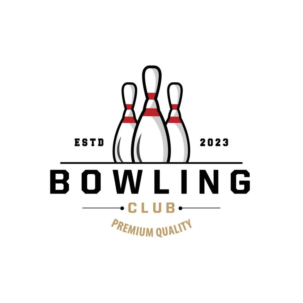 bowling sporter klubb logotyp, bowling boll och stift design vektor turnering mall illustration