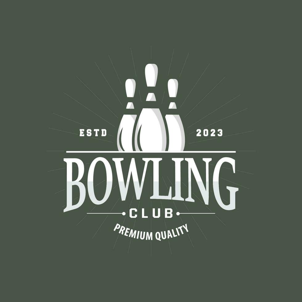 Bowling Sport Verein Logo, Bowling Ball und Stift Design Vektor Turnier Schablone Illustration