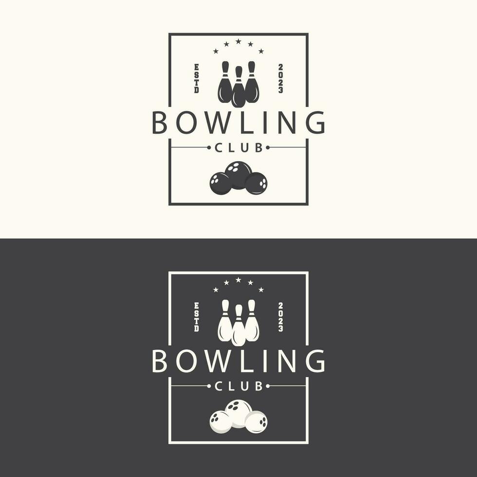 Bowling Sport Verein Logo, Bowling Ball und Stift Design Vektor Turnier Schablone Illustration