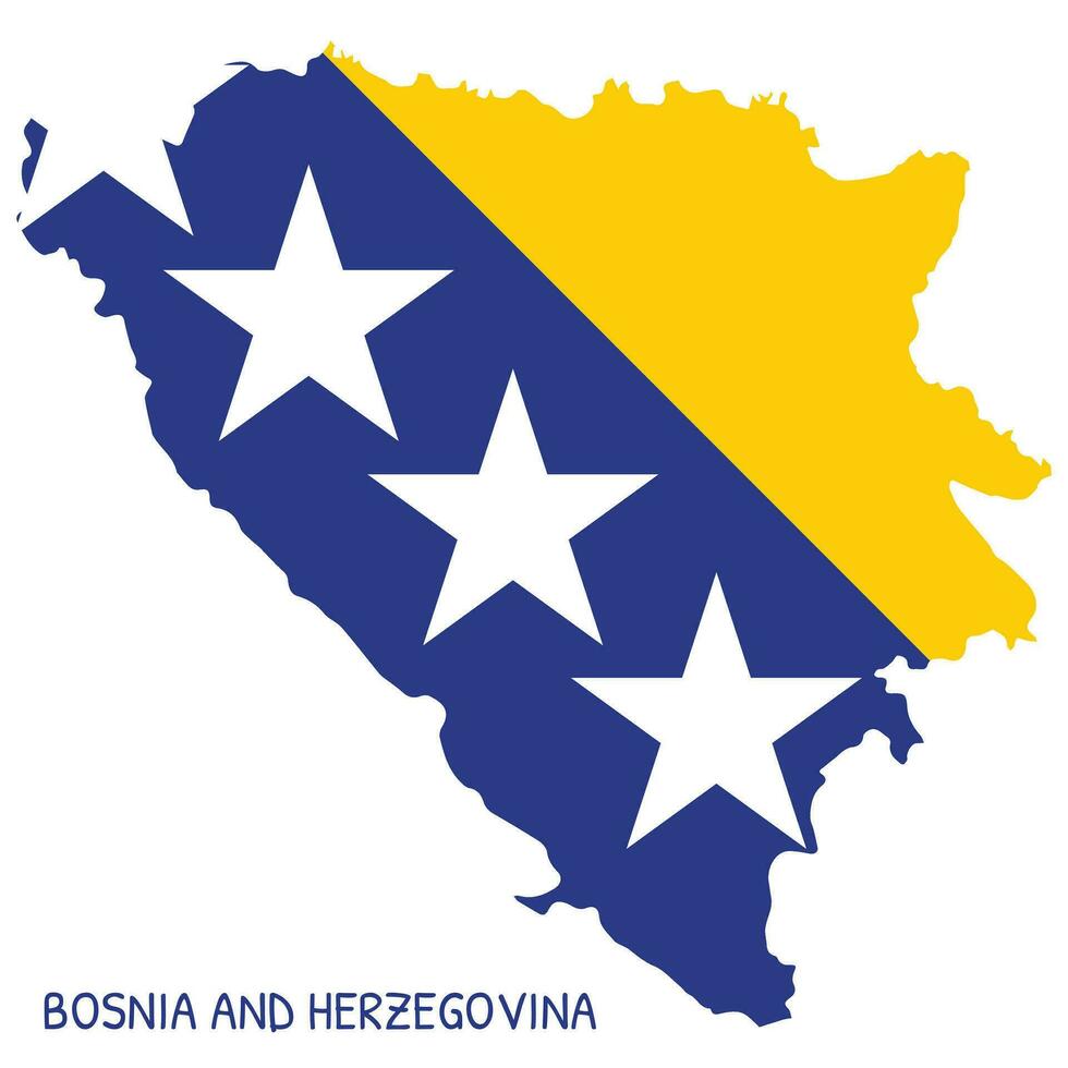 bosnien och herzegovina nationell flagga formad som Land Karta vektor