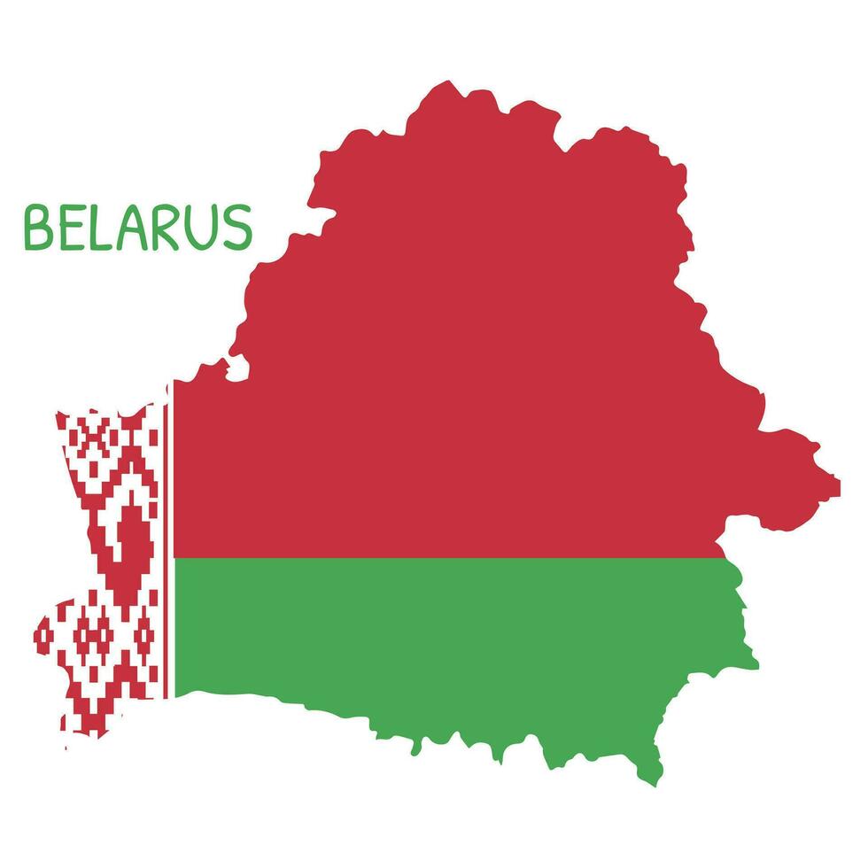 Weißrussland National Flagge geformt wie Land Karte vektor