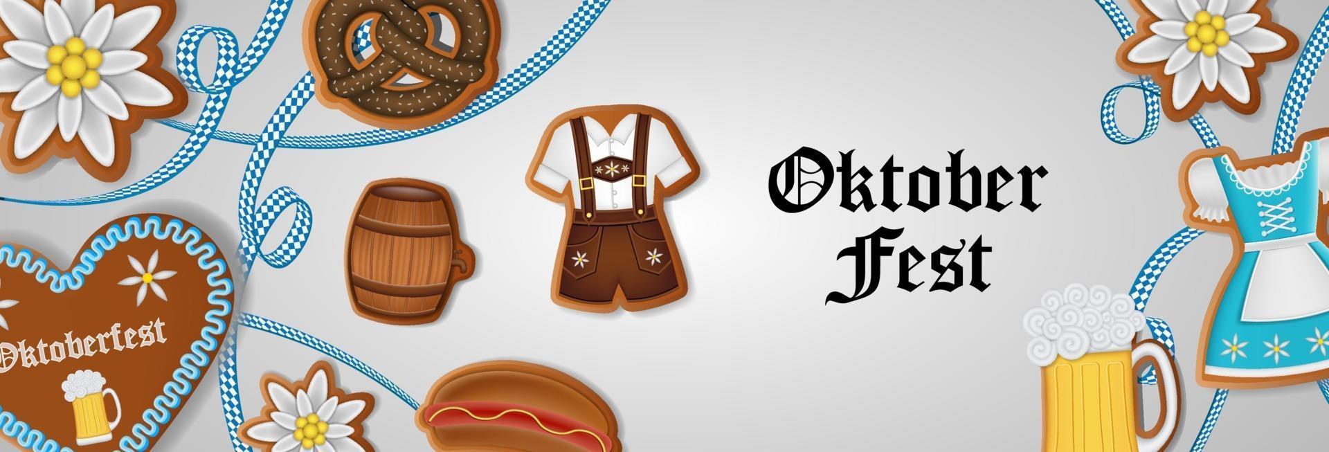 oktoberfestbanner mit lebkuchenplätzchen vektor