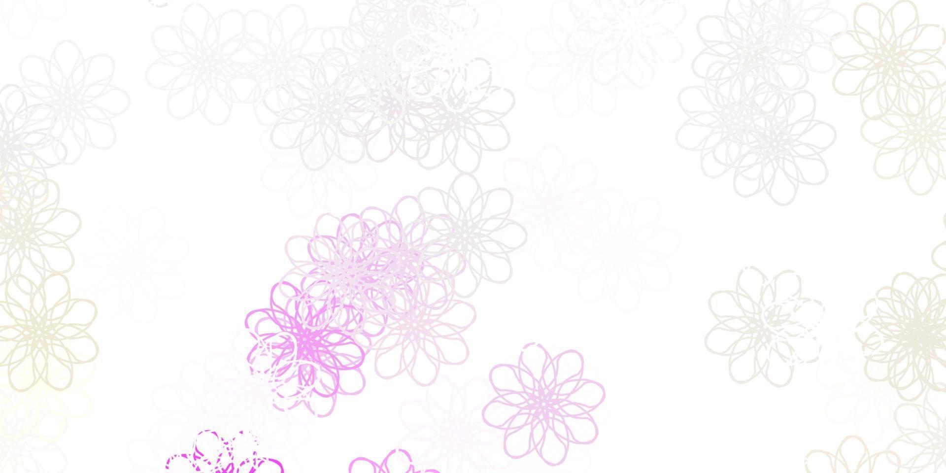 ljusrosa, gula vektor doodle mönster med blommor.