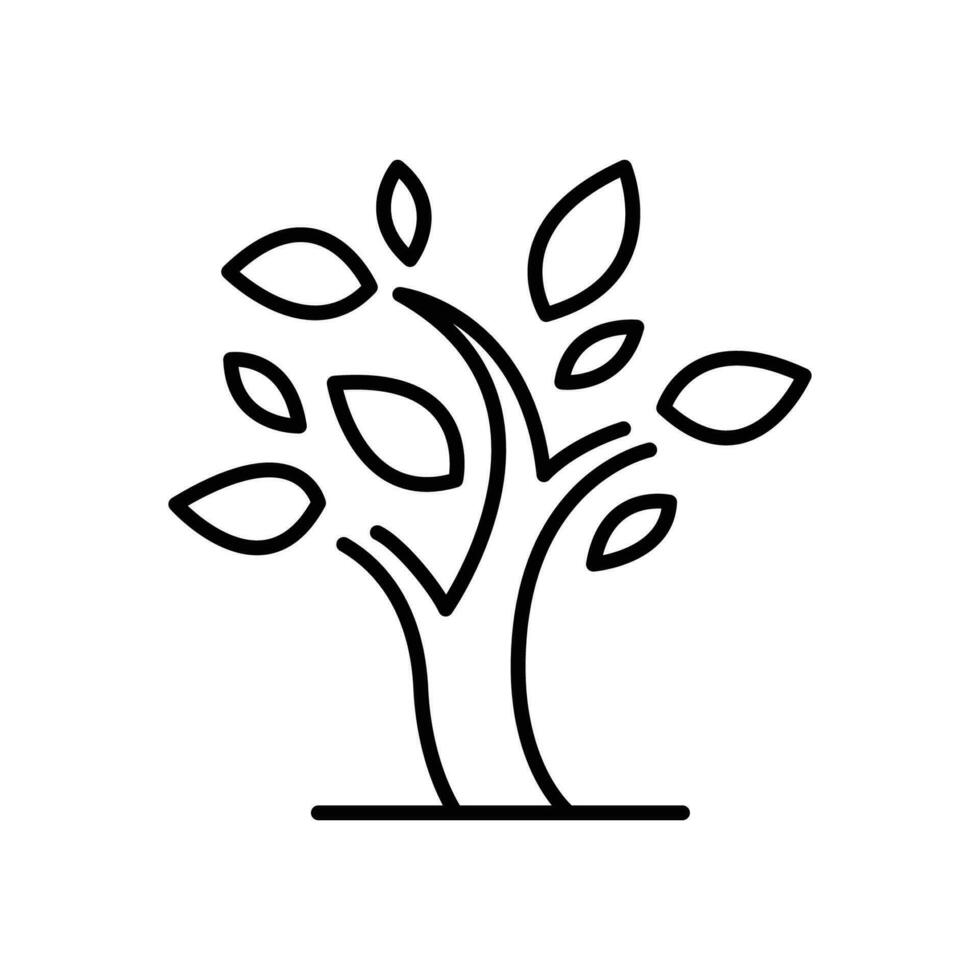 stiliserade träd ikon. enkel översikt stil. tillväxt gren, löv, trunk, årgång begrepp. tunn linje symbol. vektor illustration isolerat.