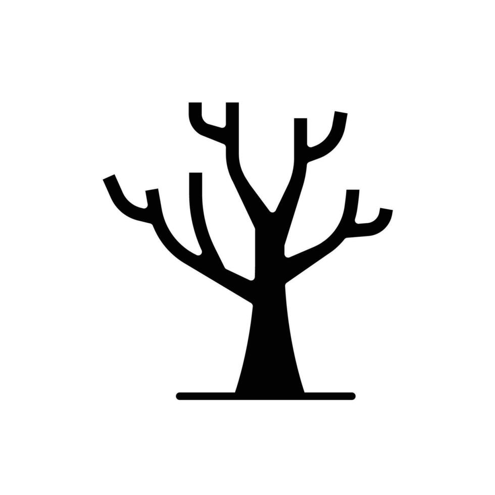 tot Baum Symbol. einfach solide Stil. trocken Baum, blattlos, Stamm, alt Holz, Natur Konzept. Silhouette, Glyphe Symbol. Vektor Illustration isoliert.