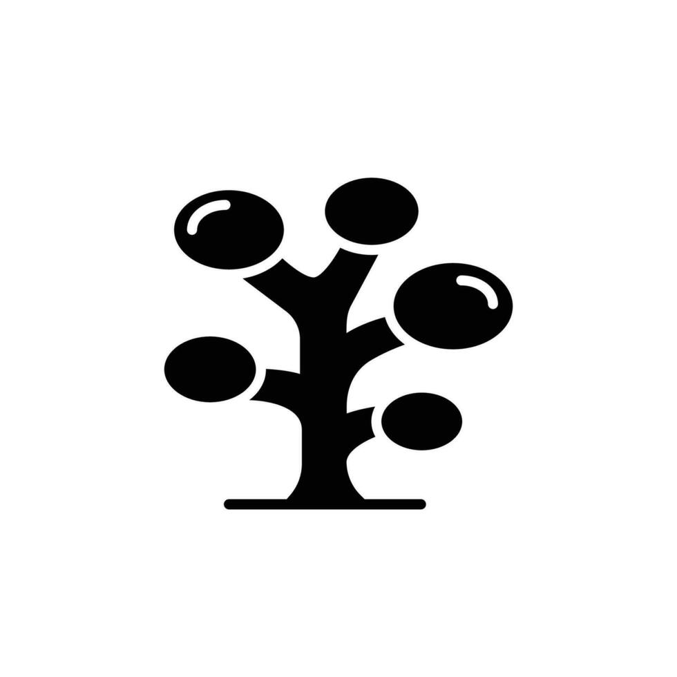 Baum Symbol. einfach solide Stil. Oval Blätter, Zweig, Natur, Blumen, Wald Konzept. Silhouette, Glyphe Symbol. Vektor Illustration isoliert.