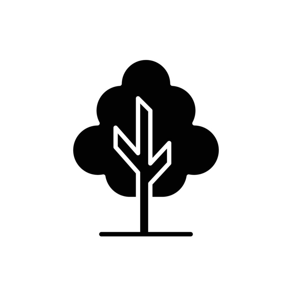 träd ikon. enkel fast stil. enda träd, blad, skog, natur begrepp. silhuett, glyf symbol. vektor illustration isolerat.