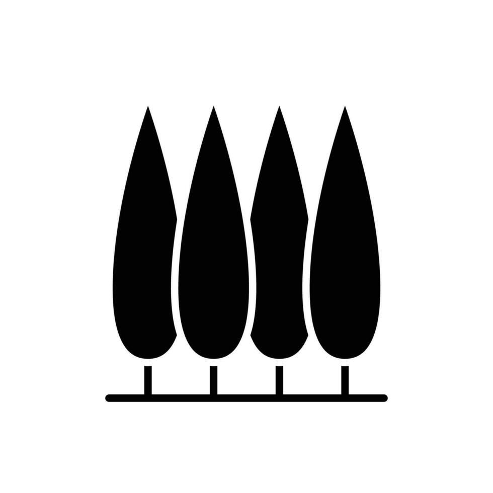Zypresse Baum Symbol. einfach solide Stil. toskana, Italien, Laub, Landschaft, Natur Konzept. Silhouette, Glyphe Symbol. Vektor Illustration isoliert.