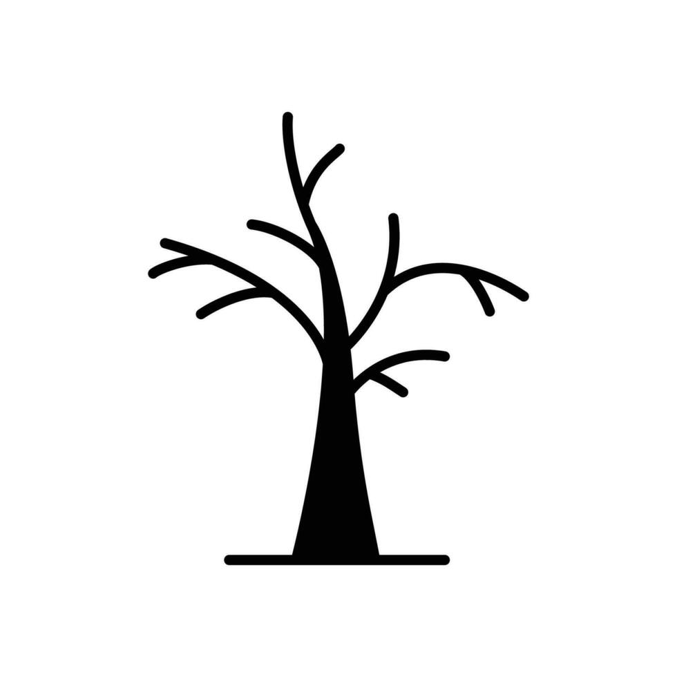 tot Baum Symbol. einfach solide Stil. trocken Baum, blattlos, Stamm, alt Holz, Natur Konzept. Silhouette, Glyphe Symbol. Vektor Illustration isoliert.