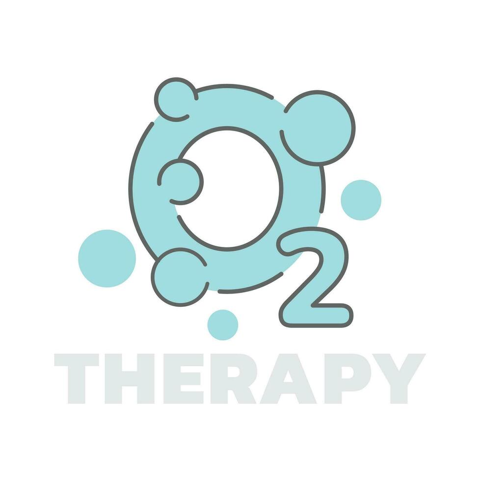 syre terapi vektor logotyp. bubbla syre medicinsk behandling ikon.