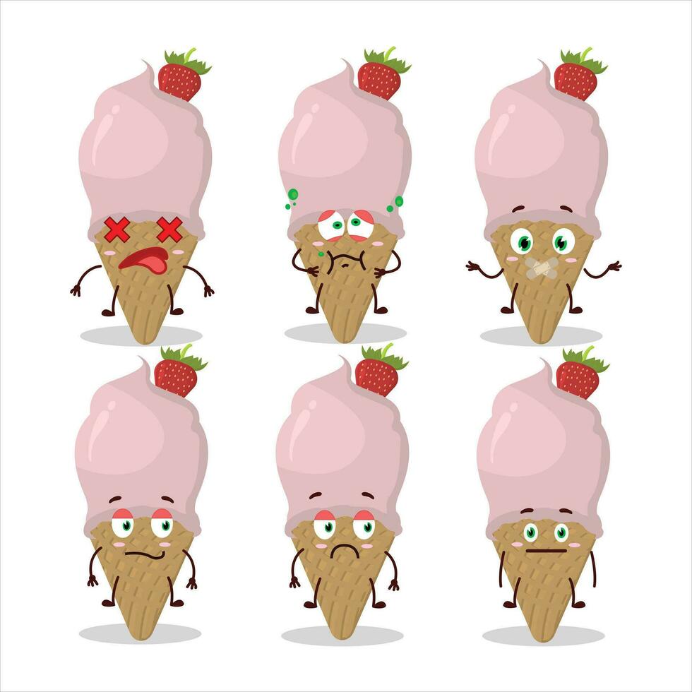 is grädde jordgubb tecknad serie karaktär med nej uttryck vektor