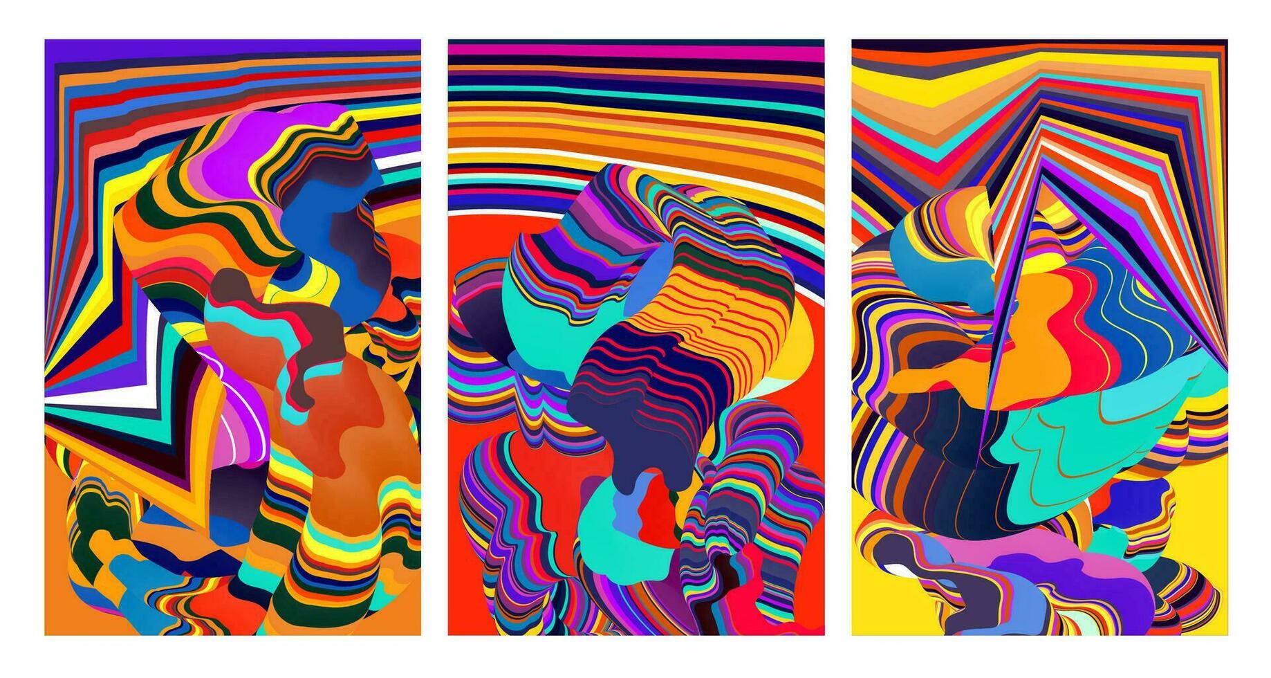 vektor färgrik abstrakt psychedelic flytande och vätska bakgrund mönster 2024