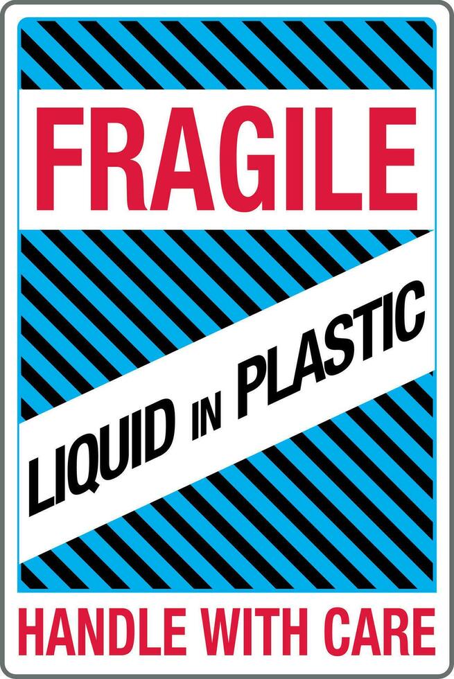 International Versand bildlich Etiketten fragil Flüssigkeit im Plastik Griff mit Pflege vektor