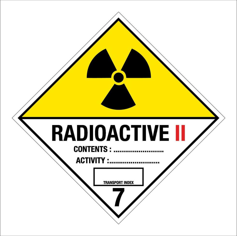 Klasse 7 gefährlich Hazmat Material Etikette iata Transport radioaktiv ii vektor