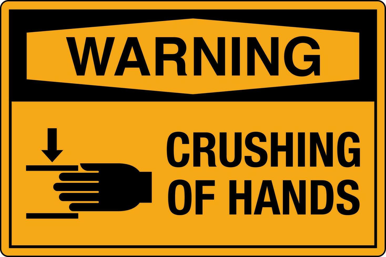 osha Standards Symbole Eingetragen Arbeitsplatz Sicherheit Zeichen Achtung Vorsicht Warnung Quetschen von Hände vektor