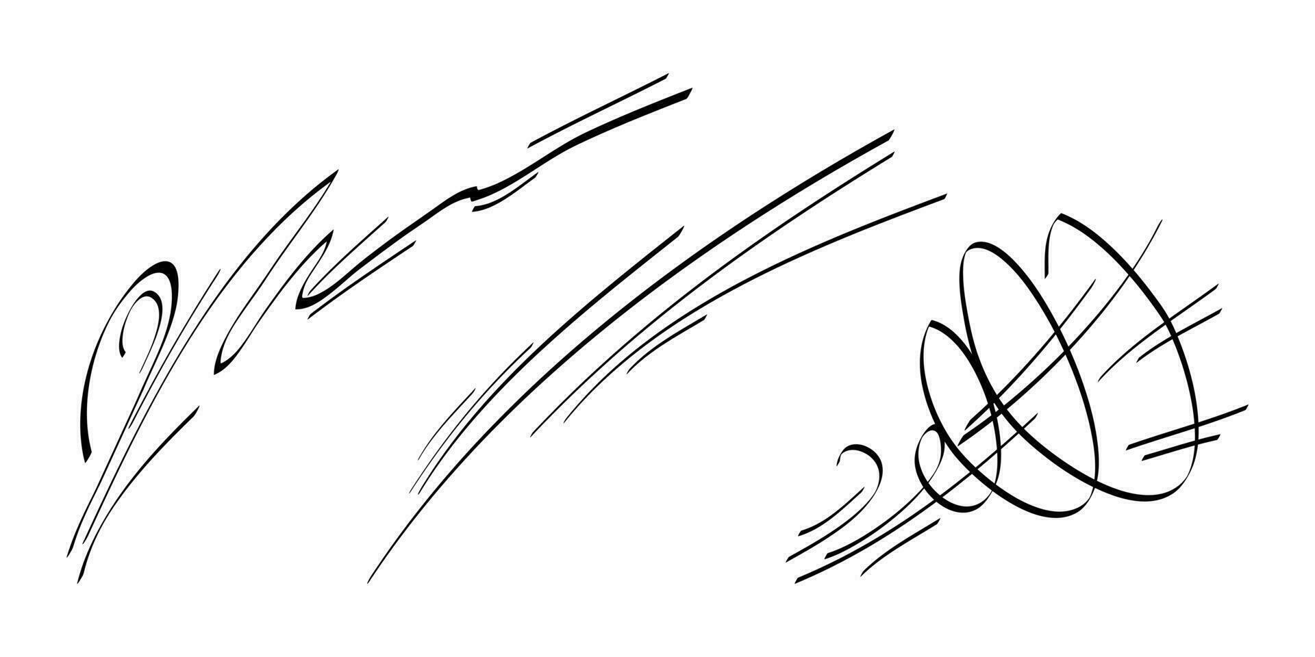 Gekritzel Wind Schlag, Böe Design isoliert auf Weiß Hintergrund. Vektor Hand gezeichnet Illustration