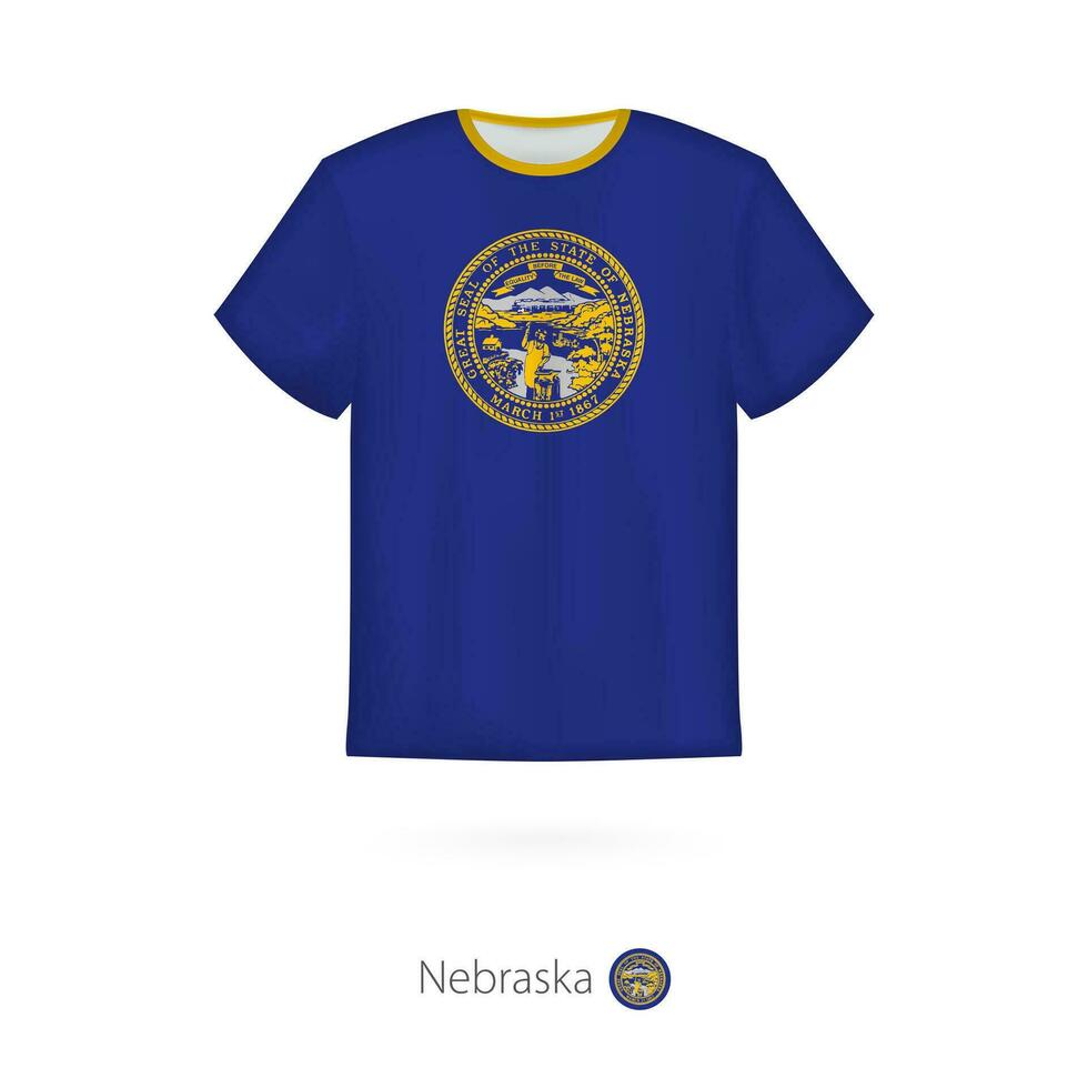 t-shirt design med flagga av Nebraska oss stat. vektor