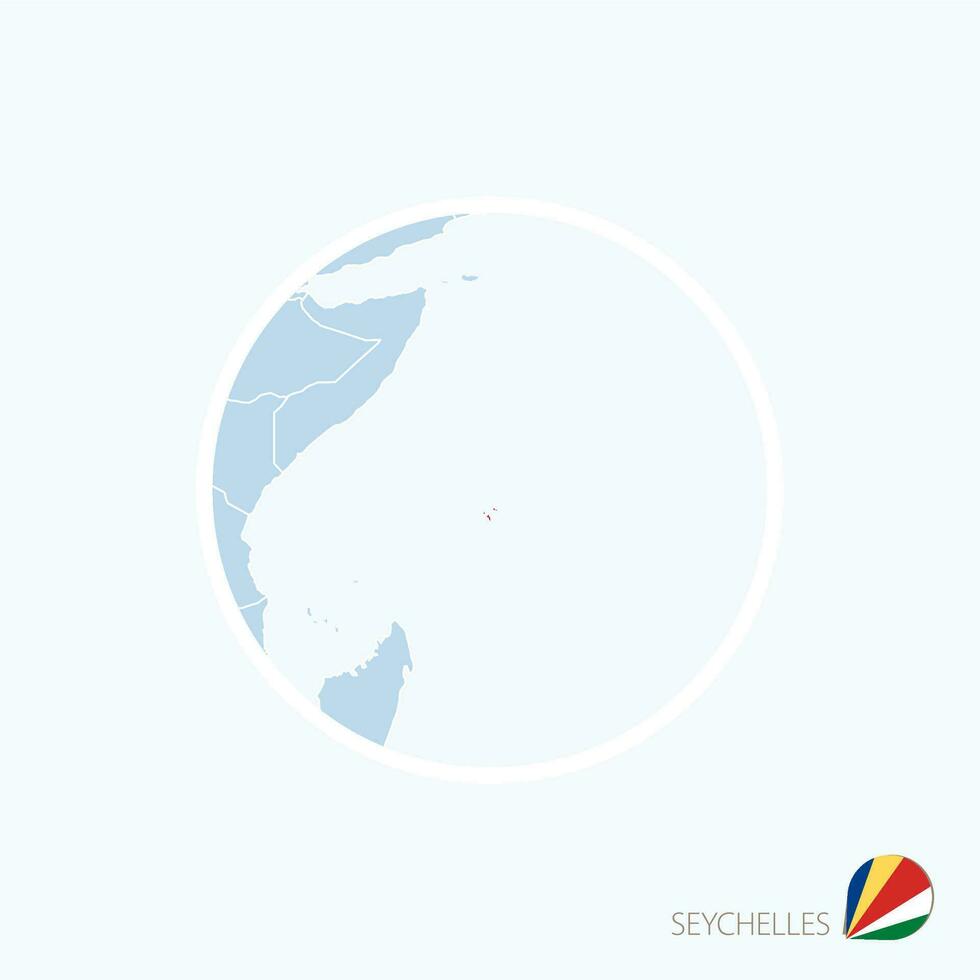 Karte Symbol von Seychellen. Blau Karte von Osten Afrika mit hervorgehoben Seychellen im rot Farbe. vektor