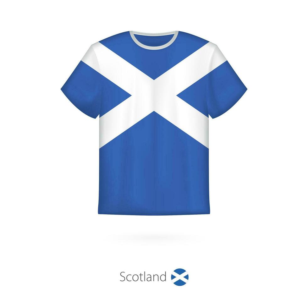 T-Shirt Design mit Flagge von Schottland. vektor