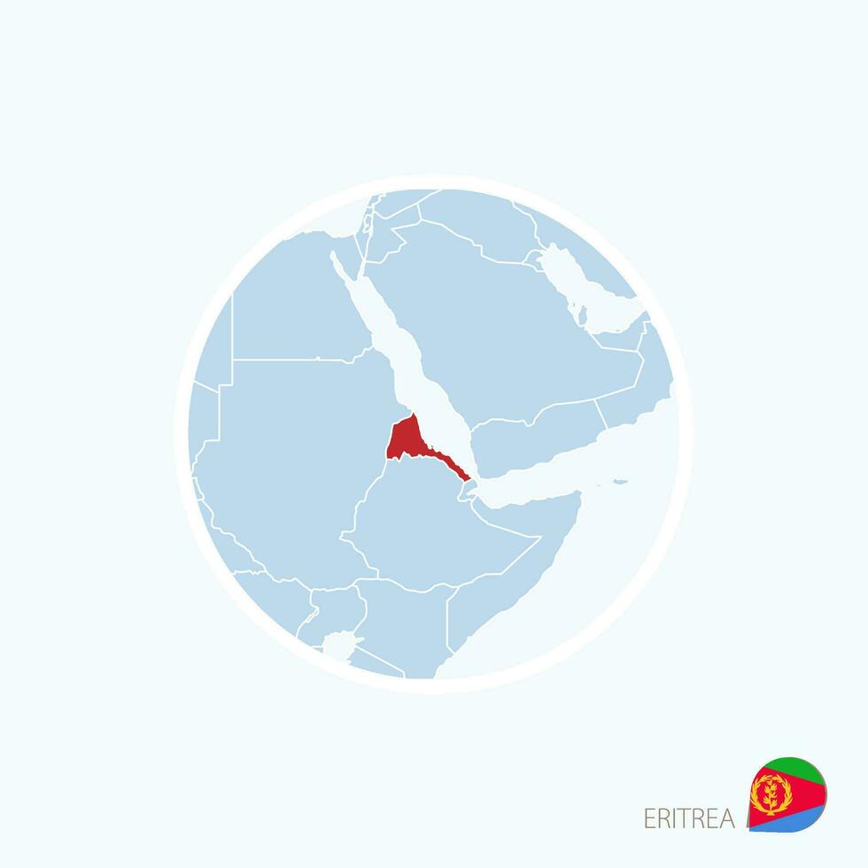 Karte Symbol von Eritrea. Blau Karte von Afrika mit hervorgehoben eritrea im rot Farbe. vektor