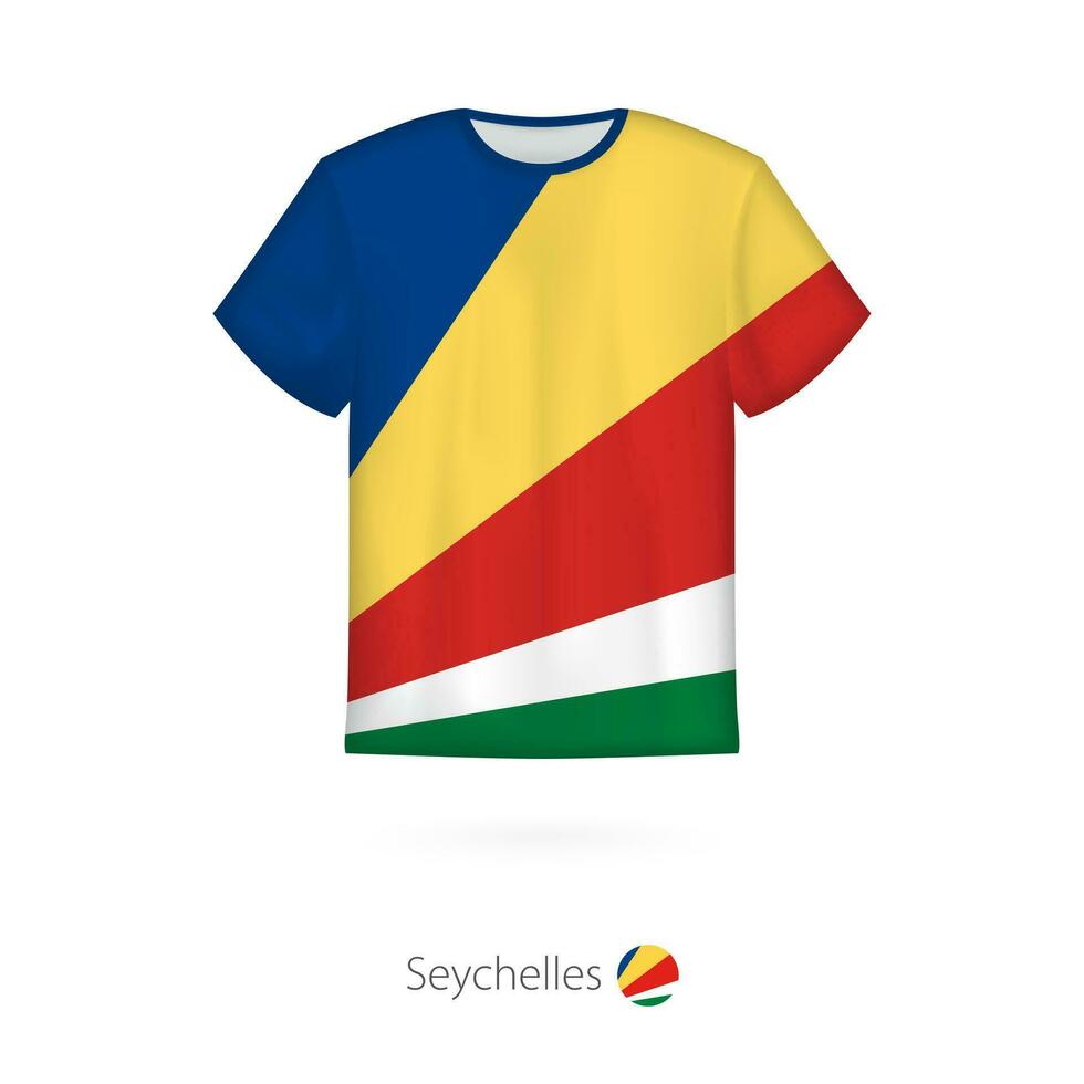 T-Shirt Design mit Flagge von Seychellen. vektor