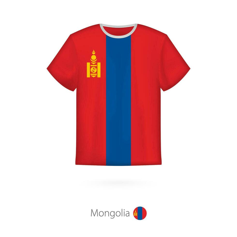 t-shirt design med flagga av mongoliet. vektor