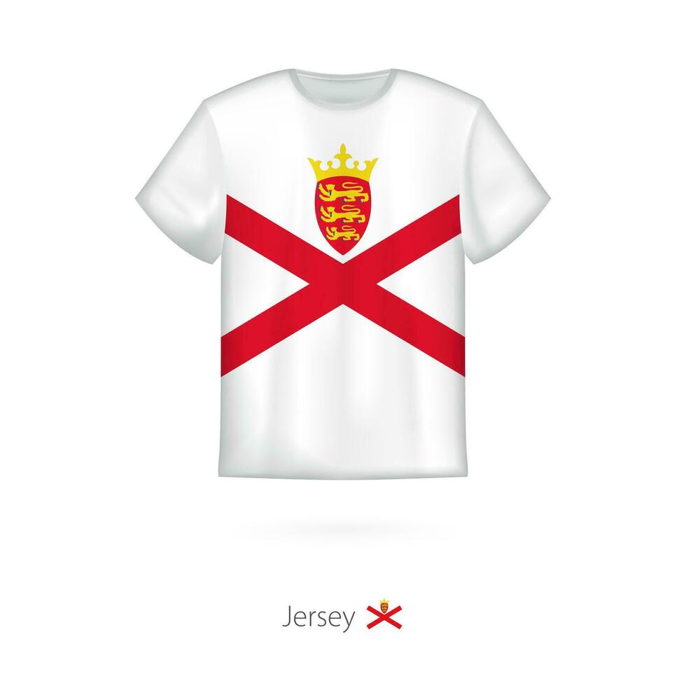 T-Shirt Design mit Flagge von Jersey. vektor