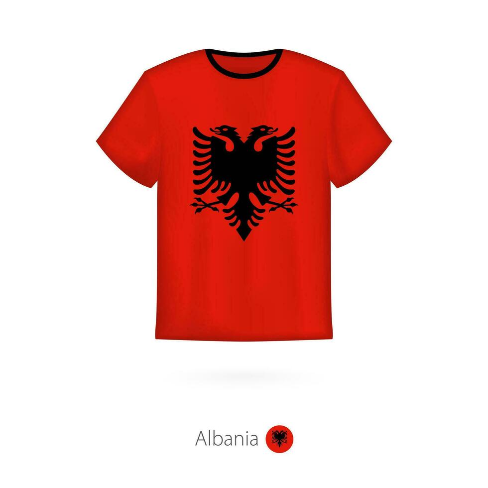 T-Shirt Design mit Flagge von Albanien. vektor