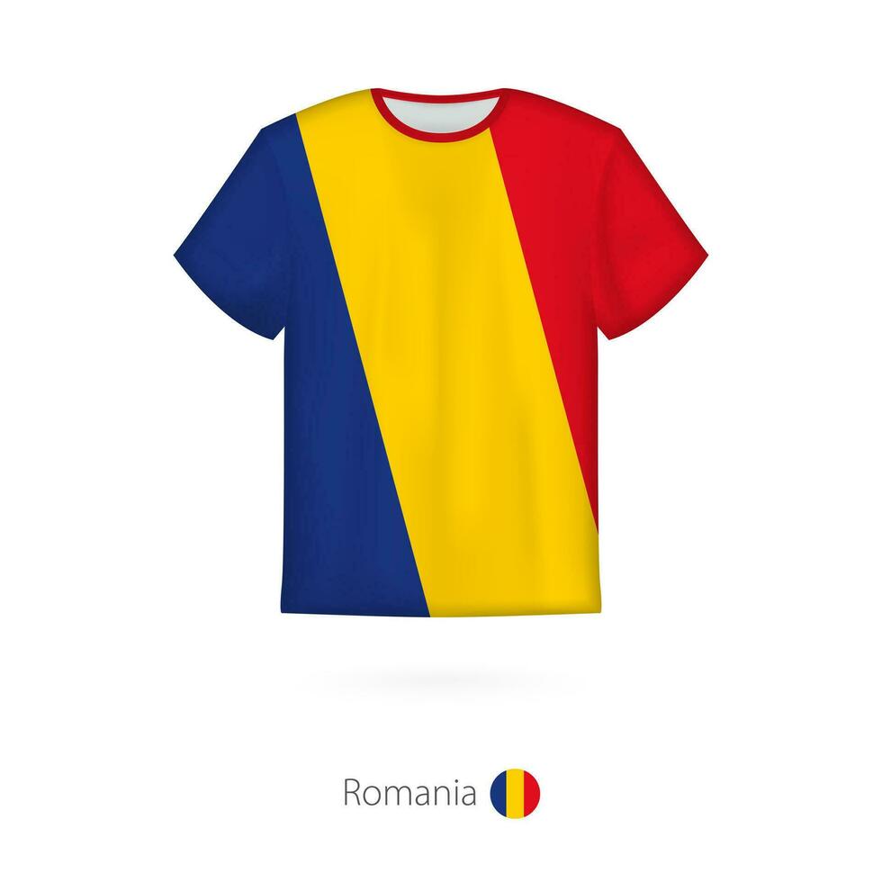 T-Shirt Design mit Flagge von Rumänien. vektor