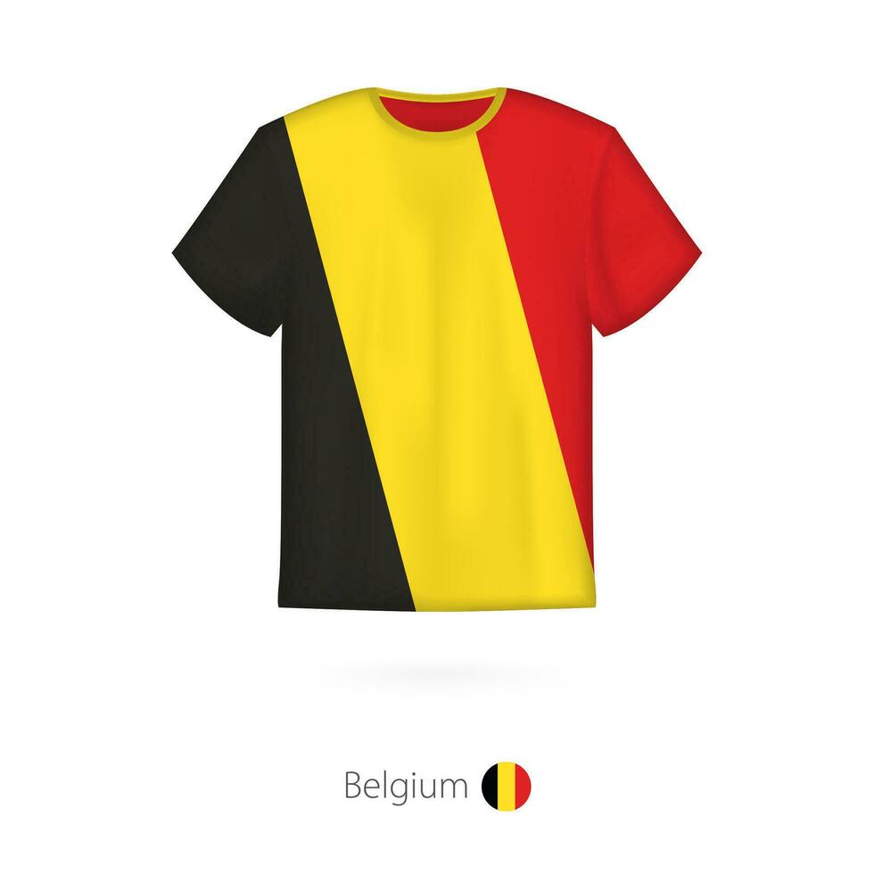 t-shirt design med flagga av Belgien. vektor