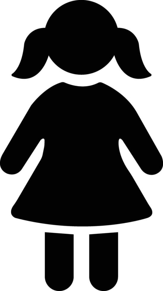 Kind Mädchen Symbol. Kinder Silhouette Symbol. Baby jung Mädchen im eben Stil. Lager Vektor