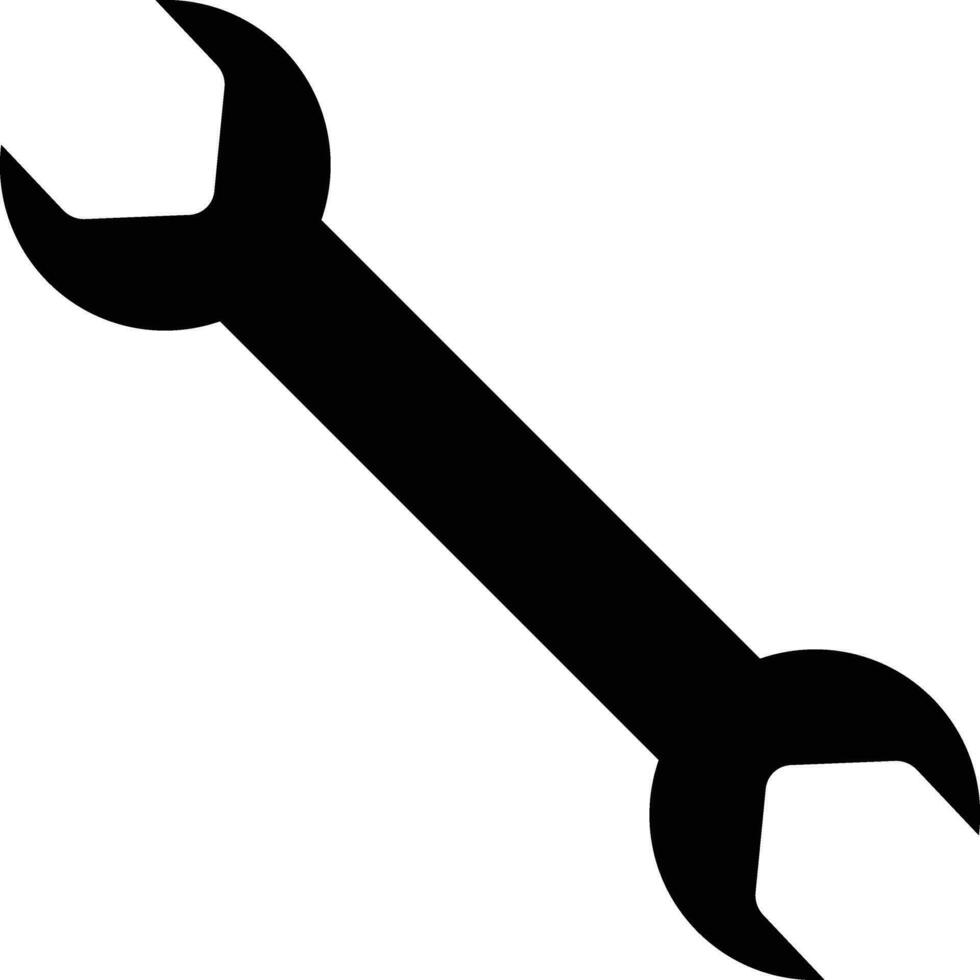 Schlüssel Werkzeug Symbol. Schraube Schlüssel schwarz Wohnung. Reparatur Bedienung Symbol vektor