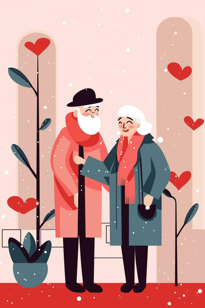 kärlek valentines dag platt vektor illustration färgrik hälsning kort design