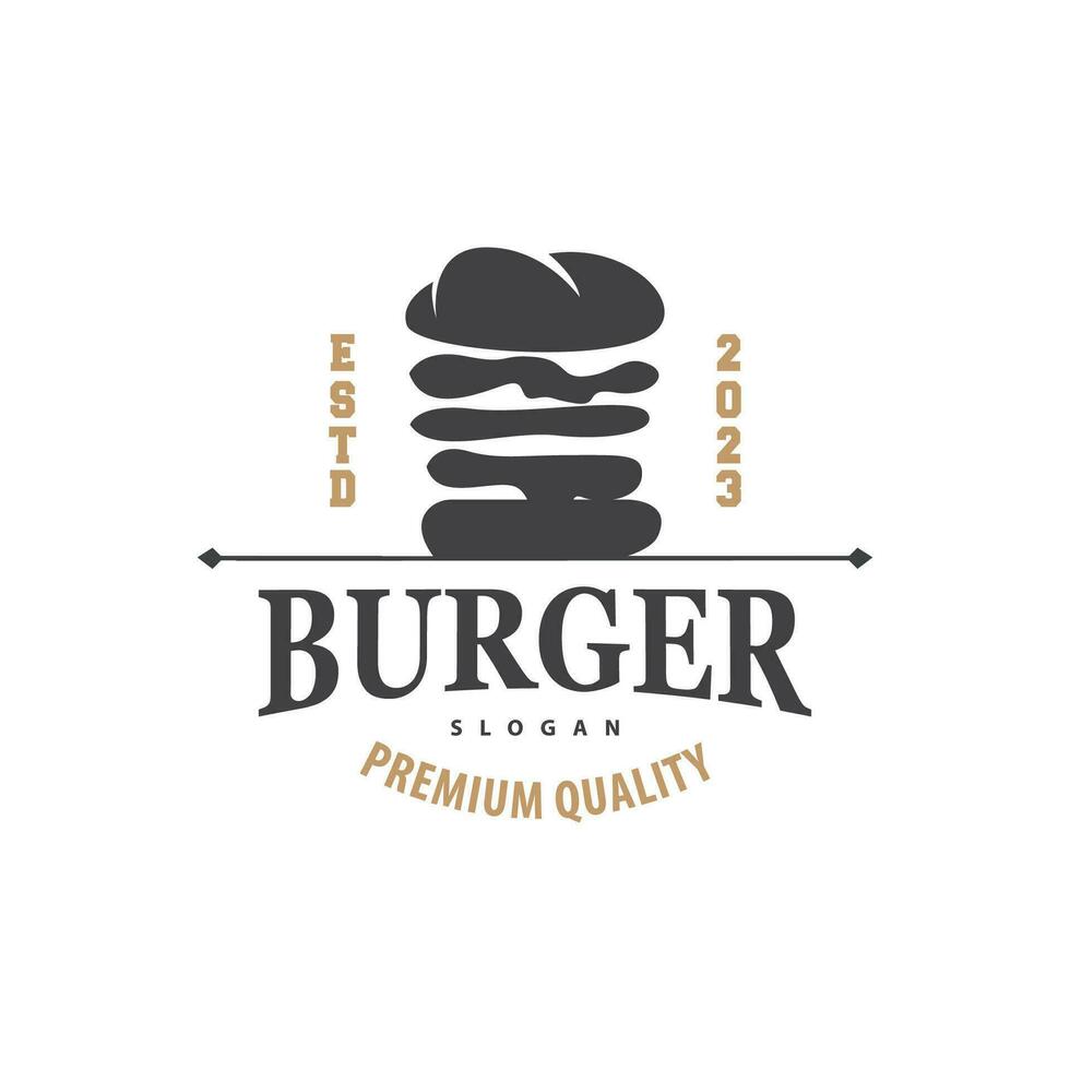 Burger Logo schnell Essen Design, heiß und köstlich Essen Vektor Schablone Illustration