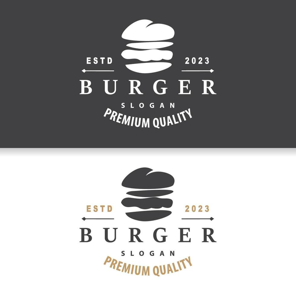 Burger Logo schnell Essen Design, heiß und köstlich Essen Vektor Schablone Illustration