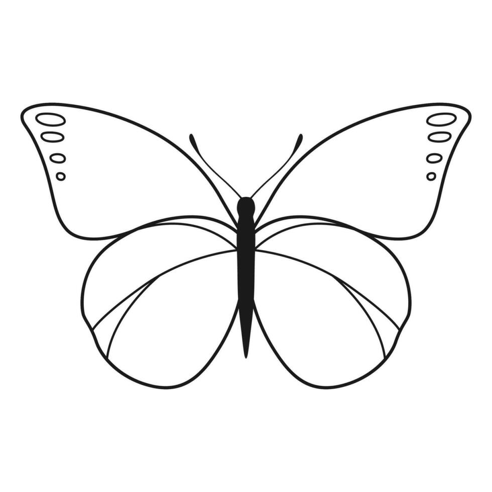 vektor fjäril svart silhuett isolerat på vit bakgrund. dekorativ insekt illustration