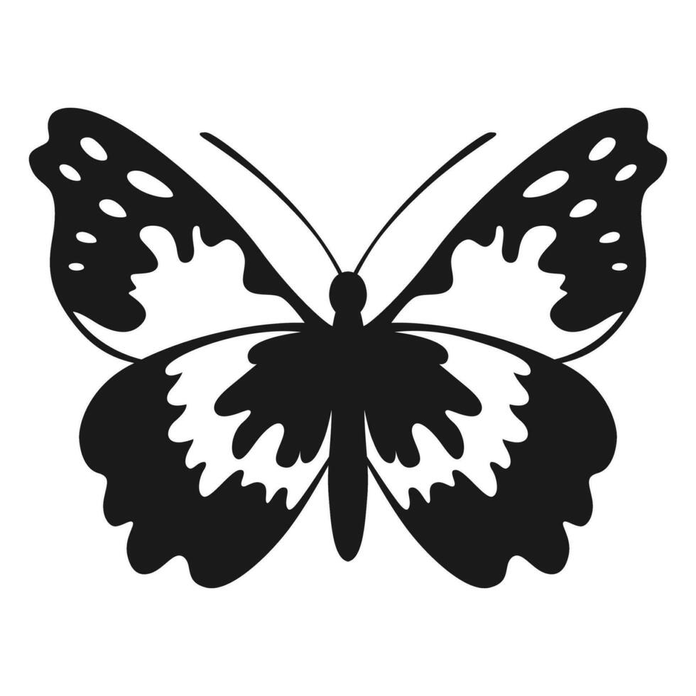 Vektor Schmetterling schwarz Silhouette isoliert auf Weiß Hintergrund. dekorativ Insekt Illustration