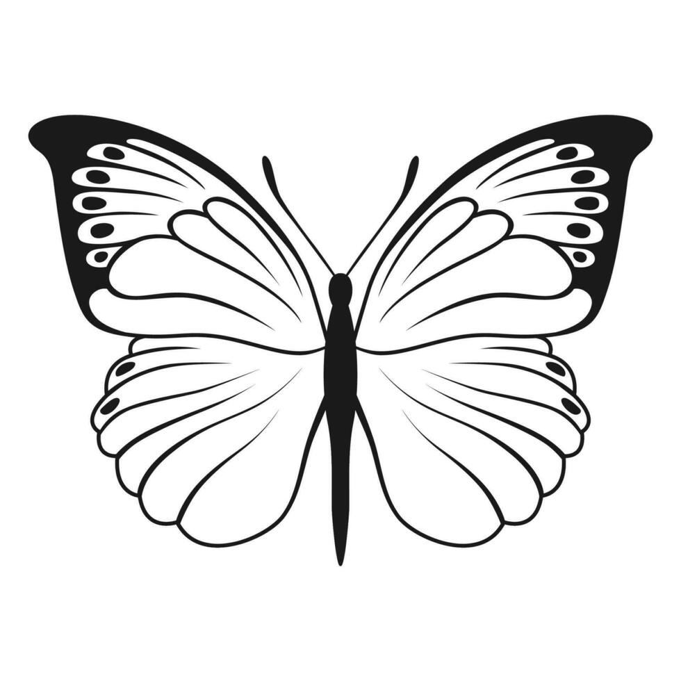 vektor fjäril svart silhuett isolerat på vit bakgrund. dekorativ insekt illustration