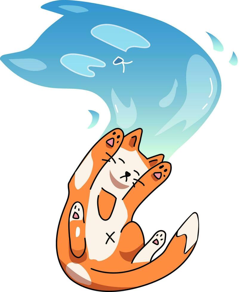 Illustration von Orange Katze mit Geist vektor