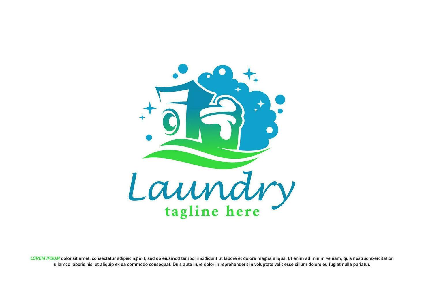 Logo Wäsche Waschen Maschine Blase Schaum vektor