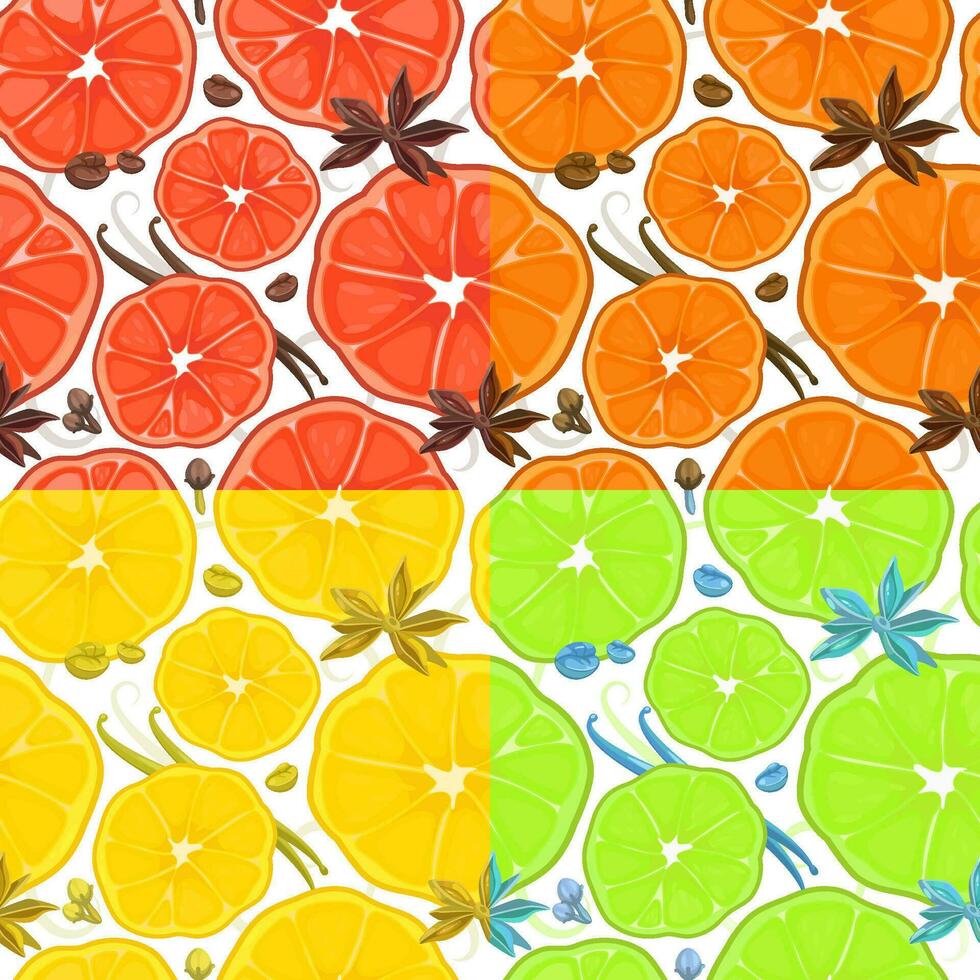 sömlös mönster med orange, kalk, citron- och grapefrukt vektor