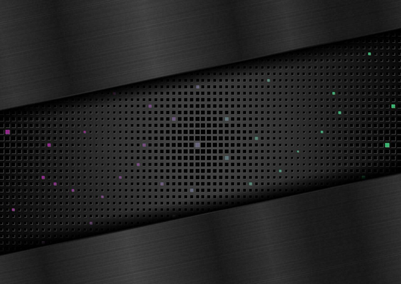 svart metallisk textur och fyrkant prickar geometrisk bakgrund vektor