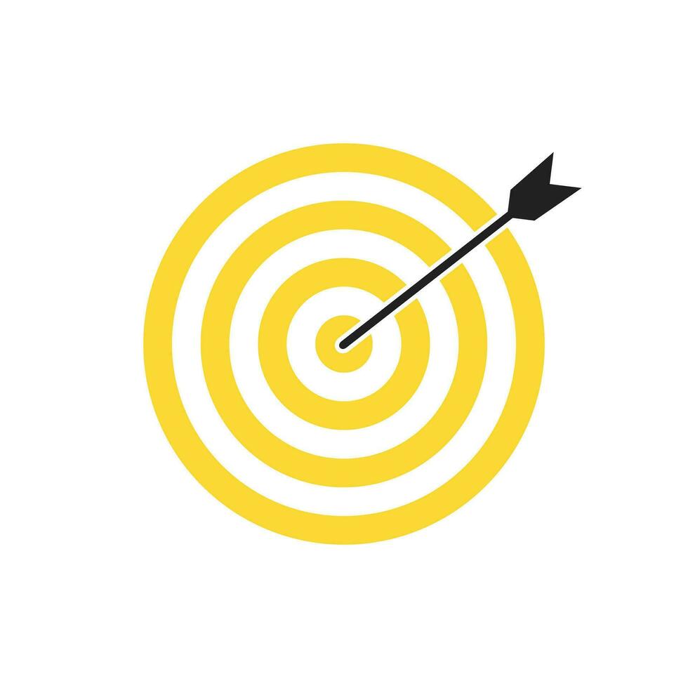 Gelb bullseye Pfeil Ziel Symbol. Pfeil Ziel Tor Marketing unterzeichnen. Pfeil Pfeil Logo Vektor. Gewinner Pfeil unterzeichnen. vektor