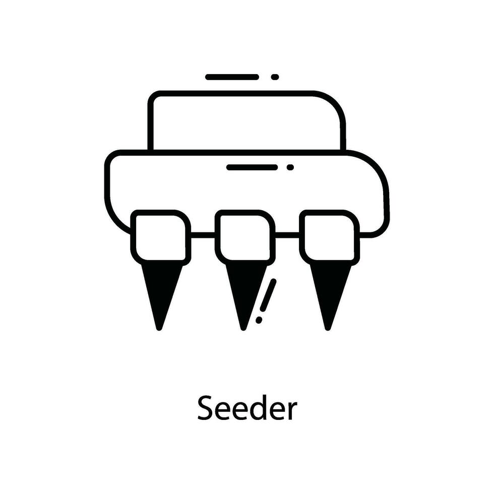 såmaskin klotter ikon design illustration. lantbruk symbol på vit bakgrund eps 10 fil vektor