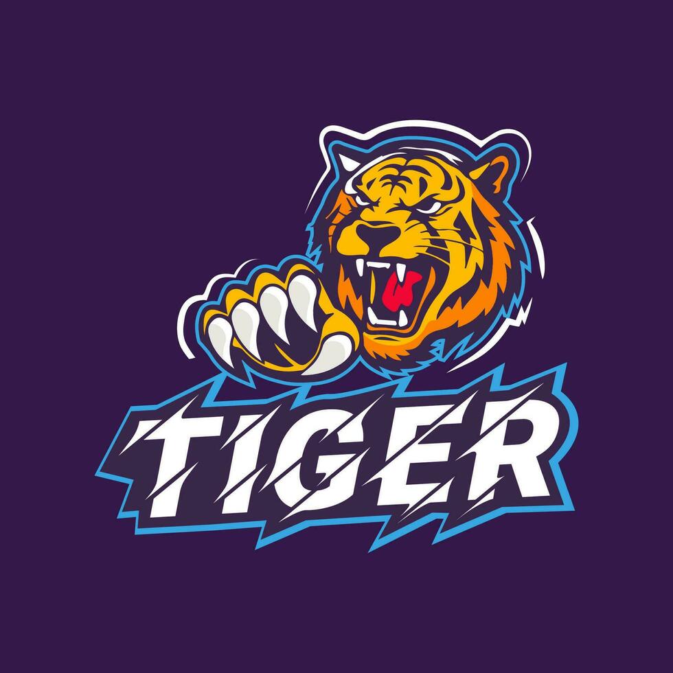 wild Tiger Logo Abzeichen Design zum E-Sport. vektor