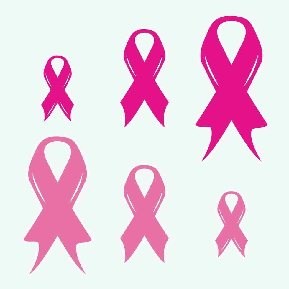 realistisk rosa band, bröst cancer medvetenhet symbol, vektor illustration